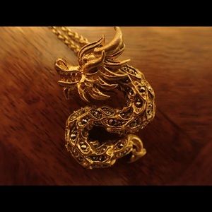 14-Kt Gold Dragon Necklace and Earring Set